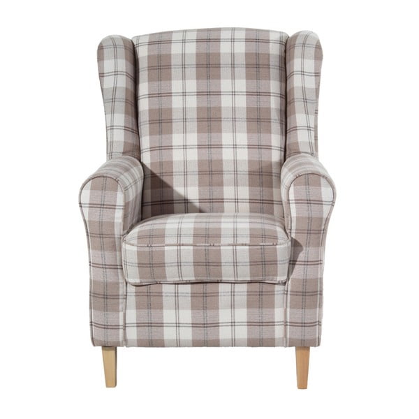 Languoto audinio krėslas Max Winzer Lorris Vintage Beige Checked Eared-image-3