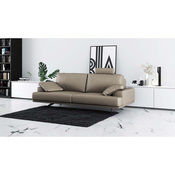Sofa šviesiai rudos spalvos iš odos 220 cm Prado – MESONICA-image-1