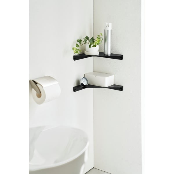 Kampinė sieninė lentyna iš metalo juodos spalvos 22 cm Tower – YAMAZAKI-image-2