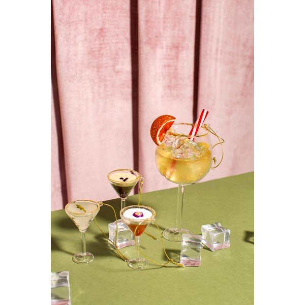 Iš stiklo eglutės papuošimai 3 vnt. 15,5 cm Martini Cocktail – Sass & Belle-image-1