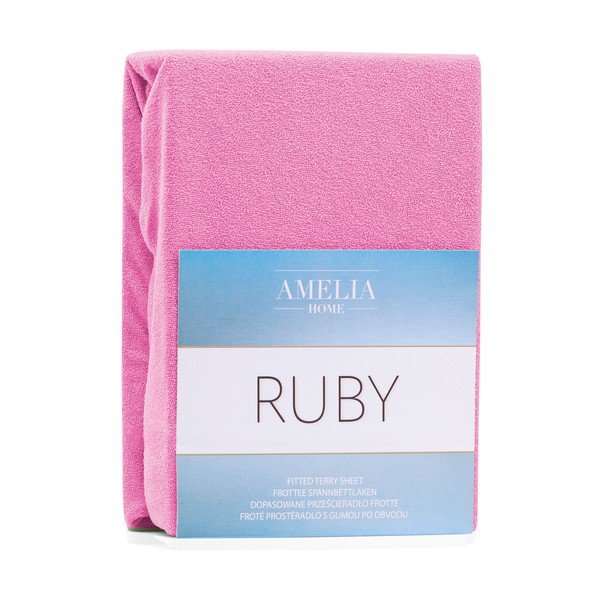 AmeliaHome Ruby tamsiai rausva elastinga paklodė su dideliu medvilnės kiekiu, 100/120 x 200 cm-image-1