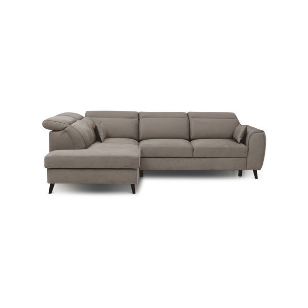 Smėlio spalvos iš velveto sulankstoma/su sandėliavimo vieta kampinė sofa (su kairiuoju kampu/„L“ formos) Noble – ELTAP