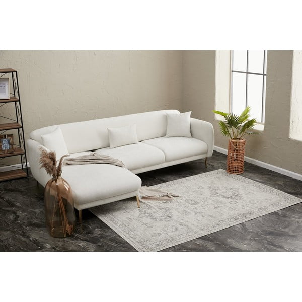 Baltos spalvos kampinė sofa (su kairiuoju kampu/su gultu) Simena – Balcab Home-image-3