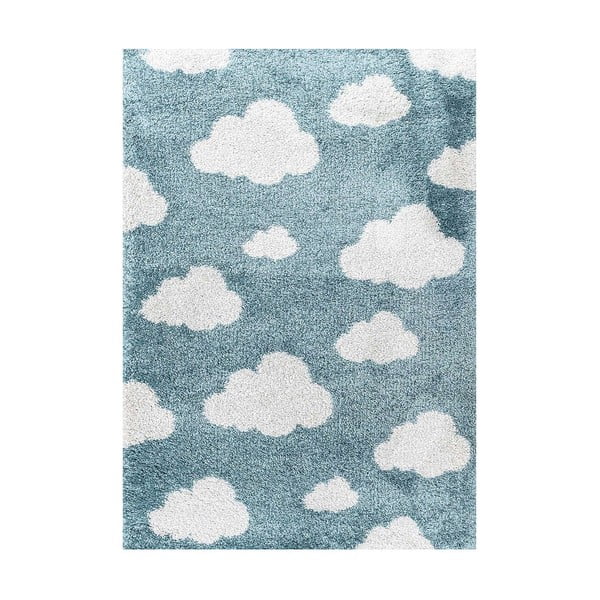 Mėlynas antialerginis vaikiškas kilimas 230x160 cm Clouds - Yellow Tipi