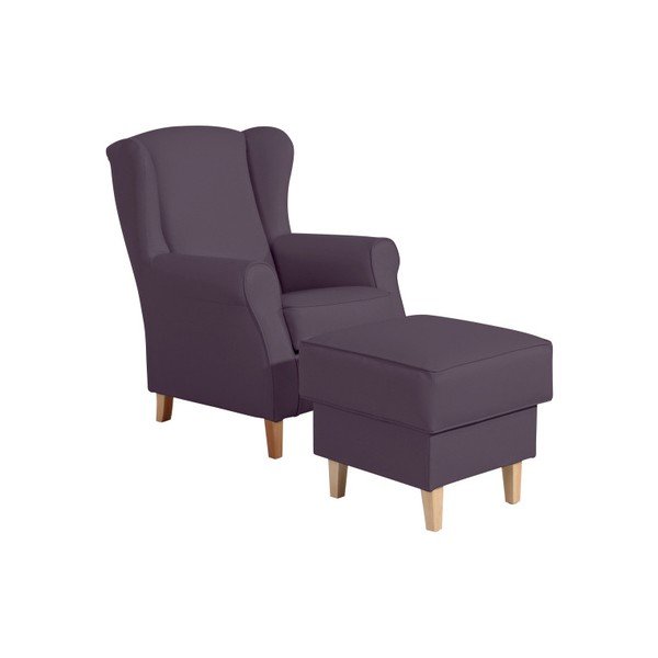"Max Winzer Lorris Leather Violet Ottoman-image-1