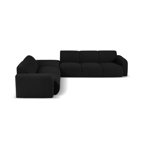 Kampinė sofa juodos spalvos iš boucle (su kairiuoju kampu) Molino – Micadoni Home