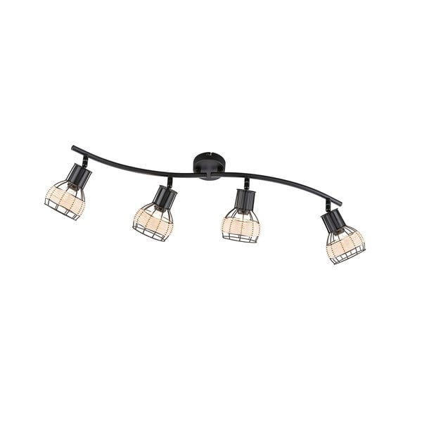 Lubinis šviestuvas juodos spalvos 10,5x70 cm su metaliniu gaubtu/su rotango gaubtu Straw – Fischer & Honsel