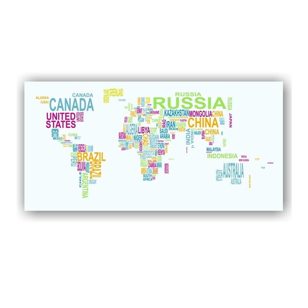 Sieninis pasaulio žemėlapis ant drobės Tomasucci Text World, 80 x 160 cm