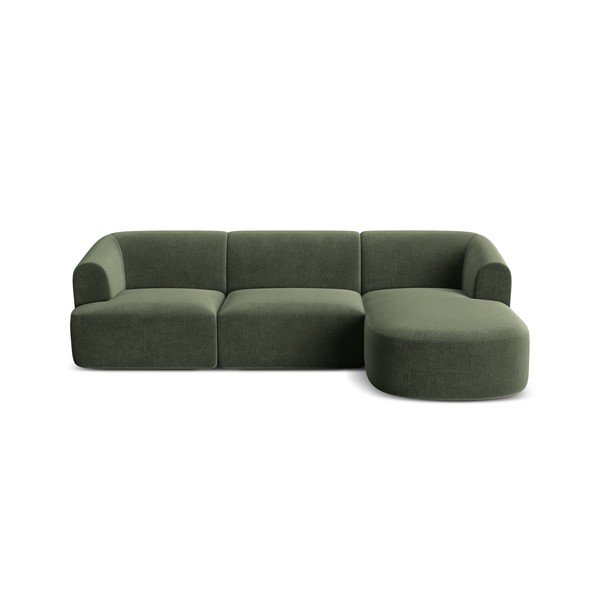 Žalios spalvos kampinė sofa iš velveto (su dešiniuoju kampu/su gultu) Campi – Cosmopolitan Design-image-3