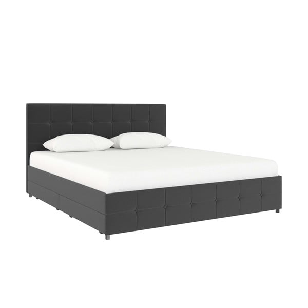 Dvigulė lova tamsiai pilkos spalvos audiniu dengta su sandėliavimo vieta 180x200 cm Rose – Støraa