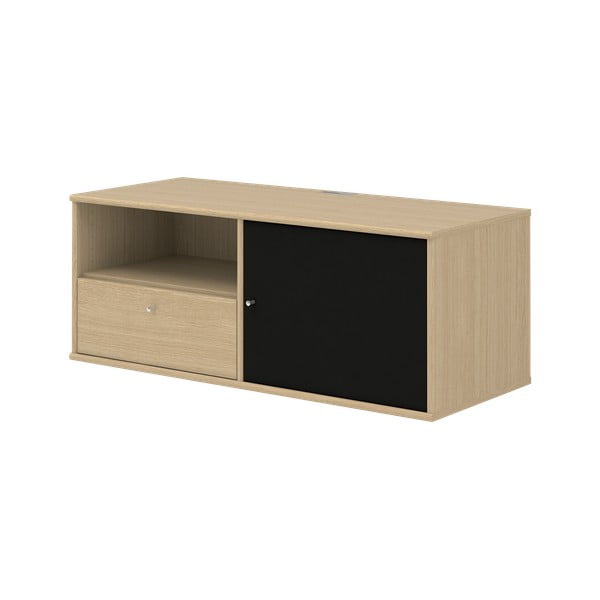 Ąžuolinė TV spintelė su juodomis detalėmis Mistral 222-image-3