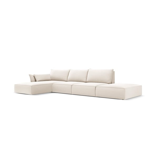 Smėlio spalvos iš velveto kampinė sofa (su kairiuoju kampu/su gultu) Vanda – Mazzini Sofas-image-2