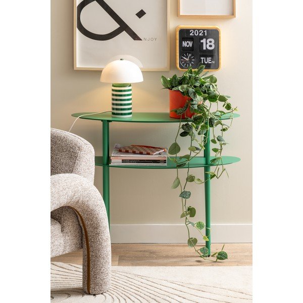 Žalios spalvos iš metalo konsolinis staliukas 28x90 cm Cool Retro – Leitmotiv-image-1