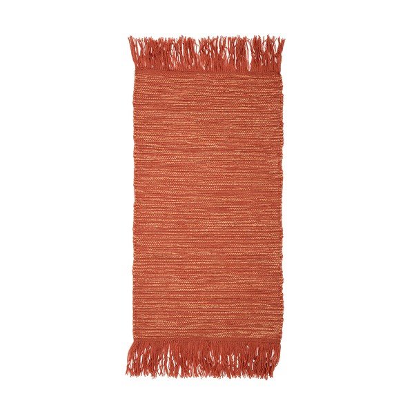 Oranžinis vilnonis kilimas Bloomingville Fringe, 60 x 120 cm