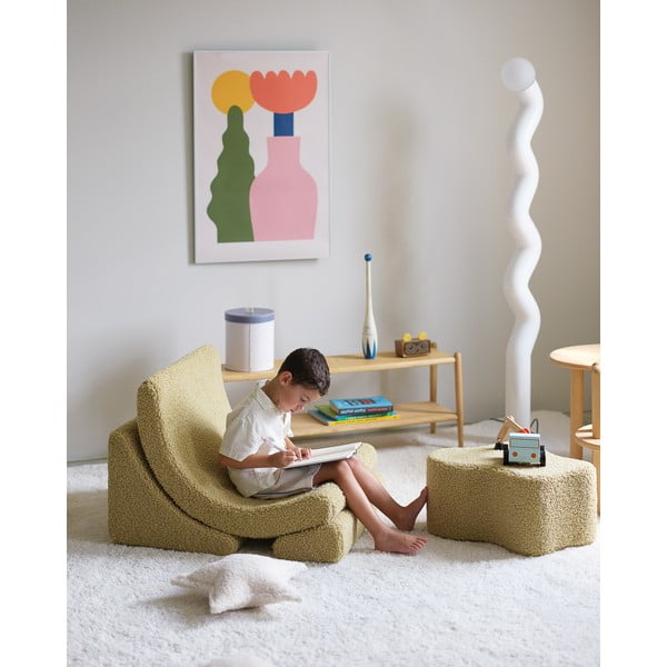 Žalios spalvos iš boucle vaikiškas krėslas Moon – Wigiwama-image-3