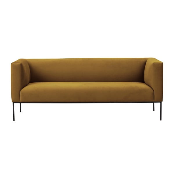 Geltonos spalvos aksominė sofa Windsor & Co Sofas Neptune, 195 cm