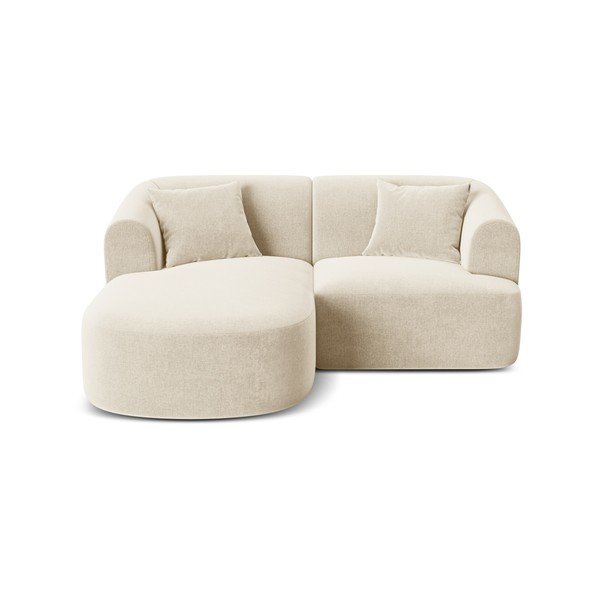 Smėlio spalvos kampinė sofa iš velveto (su kairiuoju kampu/su gultu) Campi – Cosmopolitan Design