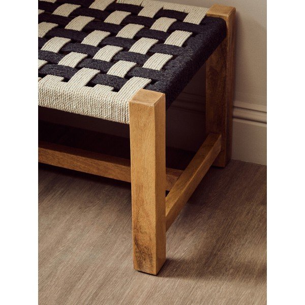Juodos ir baltos spalvos medžio masyvo suolas Satna – Premier Housewares-image-3