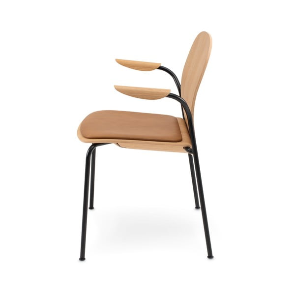 Konjako rudos spalvos/natūralios spalvos valgomojo kėdės su porankiais/galima dėti viena ant kitos 2 vnt. iš ąžuolo Book – Gazzda-image-2