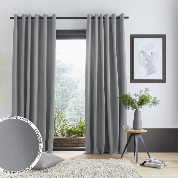 Pilkos spalvos užuolaidos, 2 vnt., 229x168 cm Pinsonic - Catherine Lansfield-image-4