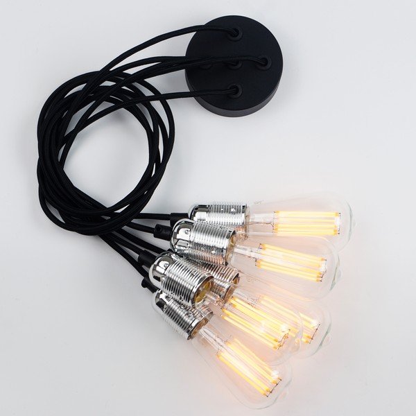 Juodas penkių šakų pakabinamas šviestuvas su sidabro spalvos detalėmis Sotto Luce Uno-image-3