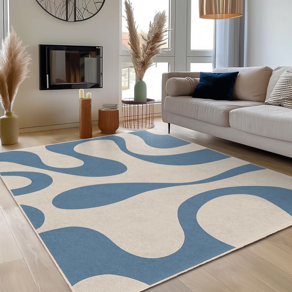 Skalbiamas mėlynos spalvos kilimas 160x230 cm Blue Latte – Mila Home-image-3
