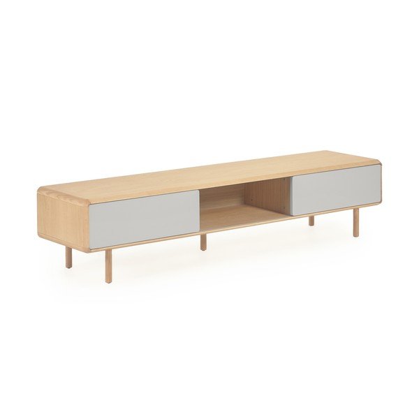 Pilkos spalvos/natūralios spalvos TV spintelė iš uosio 180x41x42 cm Anielle – Kave Home