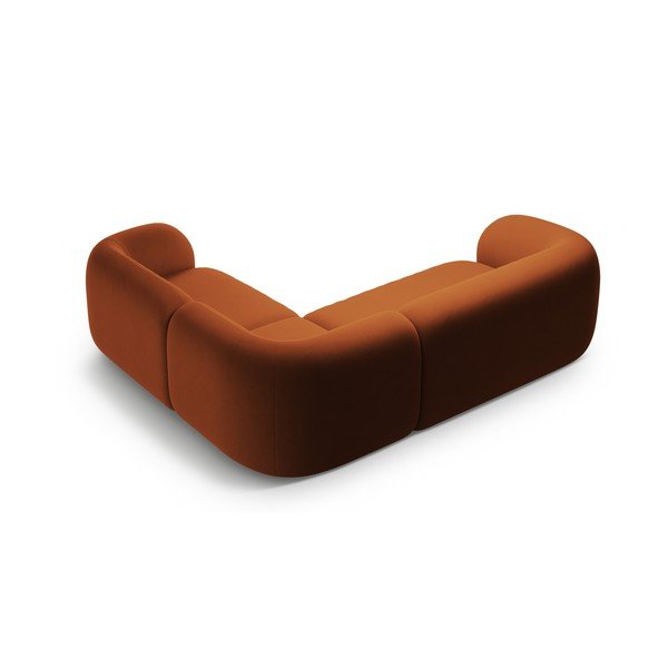 Terakotos spalvos kampinė sofa iš velveto (su dešiniuoju kampu/„L“ formos) Kate – Micadoni -image-2