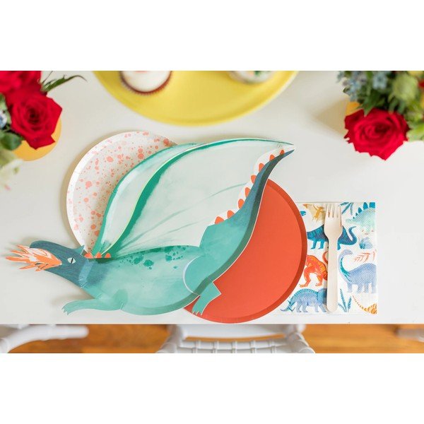 Iš popieriaus vienkartinės lėkštės 4 vnt. Dragon – Meri Meri-image-1