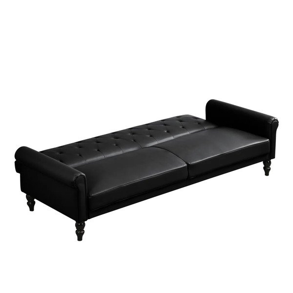 Juodos spalvos reguliuojama/sulankstoma sofa iš dirbtinės odos 222 cm Tyne – Støraa-image-4