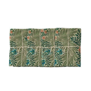 Rinkinys iš 4 žalių spalvos servetėlių su linu Tierra Bella Ranunculo, 43 x 43 cm