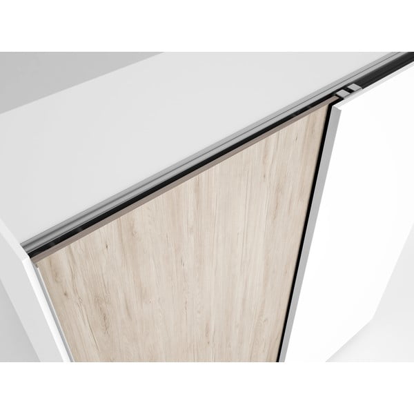 Baltos spalvos ąžuolo dekoro spinta su stumdomomis durimis 182x200 cm Sahara - Marckeric-image-3