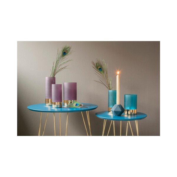 Mėlynai auksinė stiklo vaza PT LIVING, aukštis 18,5 cm-image-2