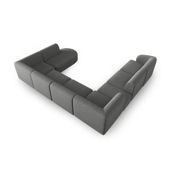 Pilkos spalvos iš šenilinio audinio kampinė sofa (su kairiuoju kampu/„U“ formos) Paolo – Milo Casa-image-3