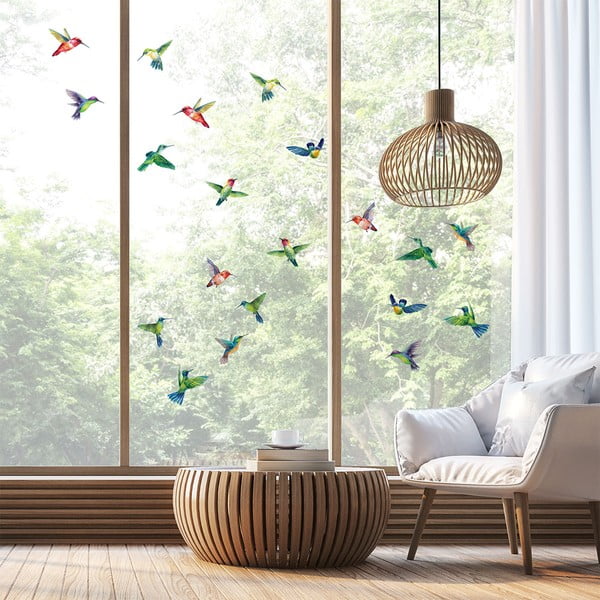 Langų lipdukų rinkinys 20 vnt. 40x60 cm Hummingbirds - Ambiance