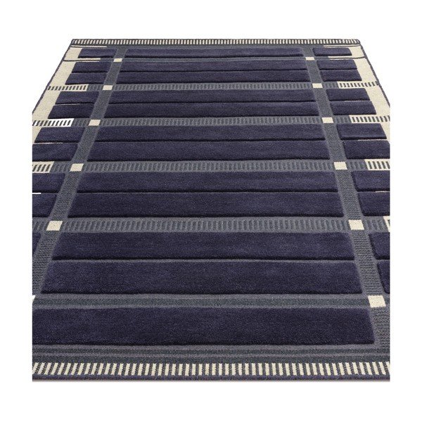 Rankų darbo tamsiai mėlynos spalvos/smėlio spalvos iš vilnos kilimas 120x170 cm – Asiatic Carpets-image-4