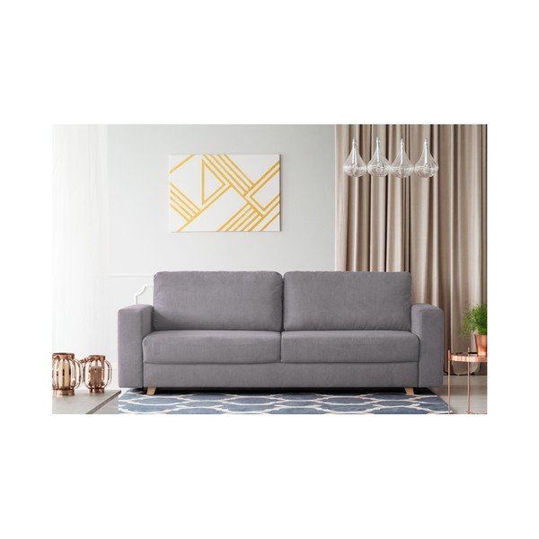 Šviesiai pilka trijų vietų sofa-lova "Kooko Home Soul-image-4