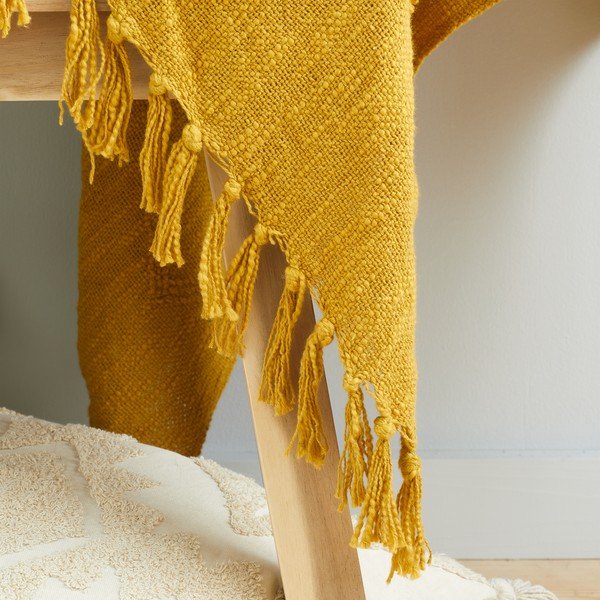 Geltona/oranžinė iš medvilnės antklodė ir pledas 137x170 cm Kabeli – Pineapple Elephant-image-2