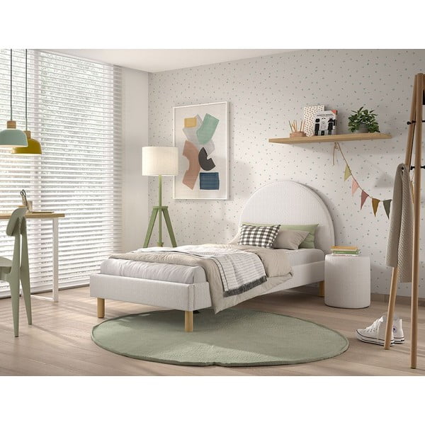 Viengulė audiniu dengta lova baltos spalvos su lovos grotelėmis 90x200 cm MOON – Vipack-image-4