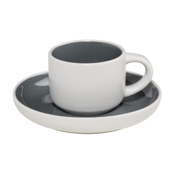 Tamsiai pilkos ir baltos spalvos espreso puodelis ir lėkštelė Maxwell & Williams Tint, 100 ml