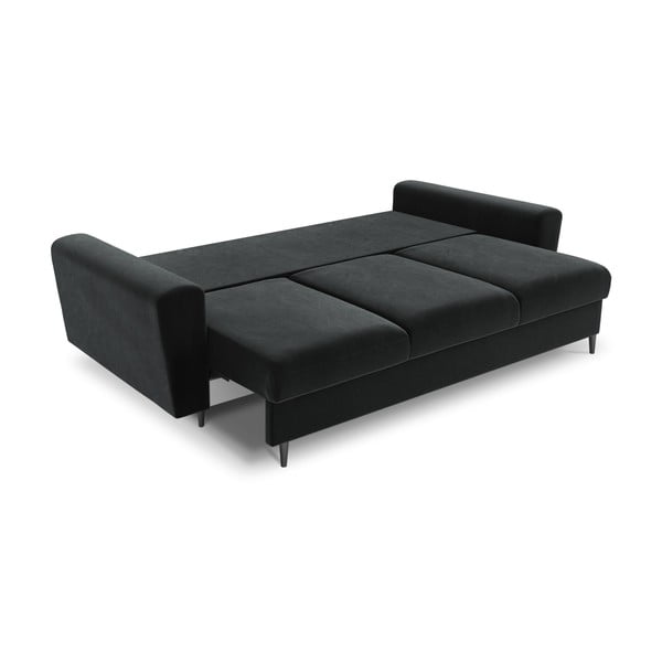 Tamsiai pilkos spalvos iš velveto sulankstoma/su sandėliavimo vieta sofa 235 cm Kyoto – Cosmopolitan Design-image-2