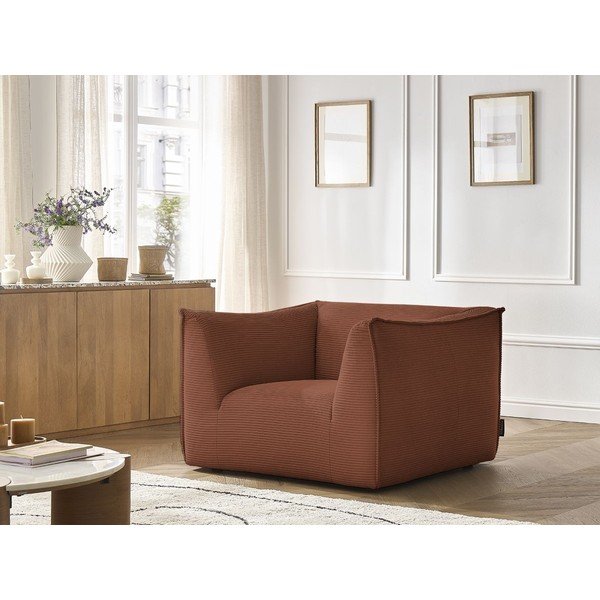 Oranžinės spalvos krėslas iš kordinio velveto Giorgia – Bobochic Paris-image-1