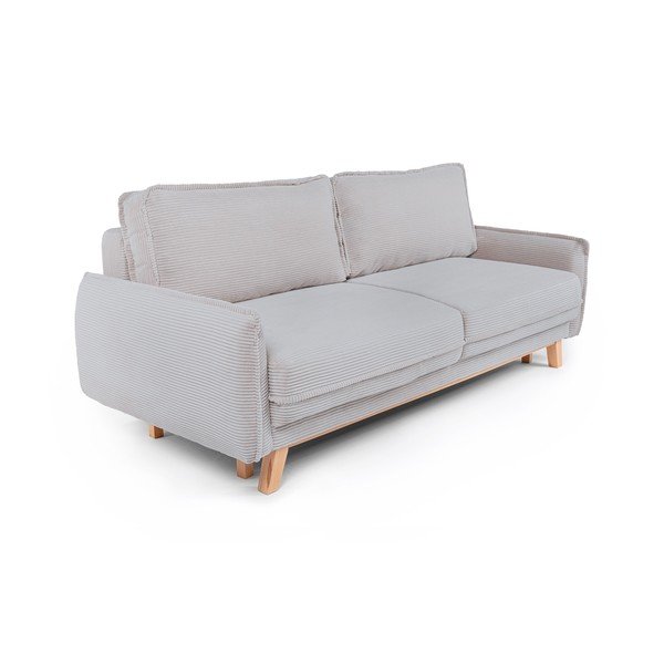Šviesiai pilkos spalvos sulankstoma/su sandėliavimo vieta sofa iš kordinio velveto 218 cm Tori – Bonami Selection-image-1