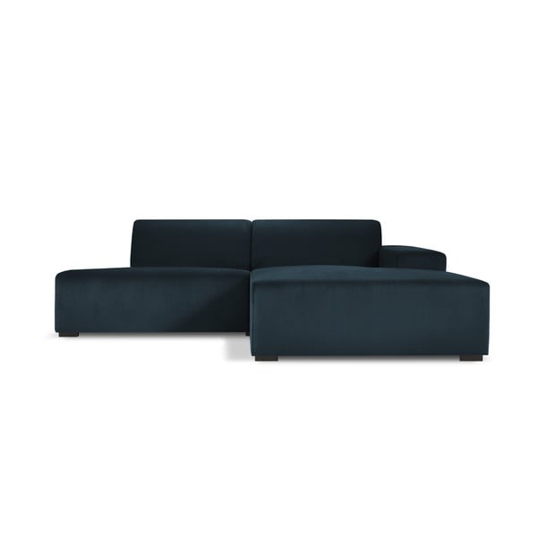 Tamsiai mėlyna aksominė kampinė sofa Cosmopolitan Design Hobart, kampas dešinėje