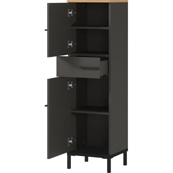 Tamsiai pilka ąžuolo dekoro vonios kambario spintelė 34x123 cm Yonkers - Germania-image-2