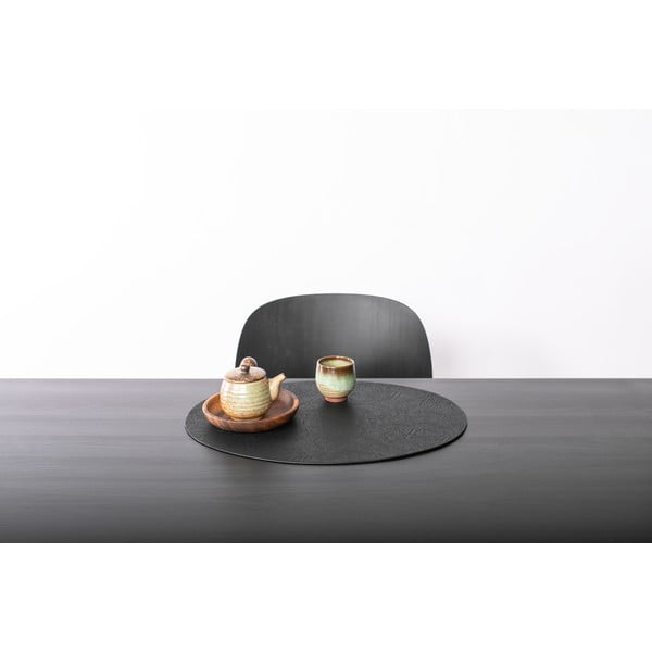 Juodas dirbtinės odos kilimėlis ZicZac Troja, 33 x 45 cm-image-1