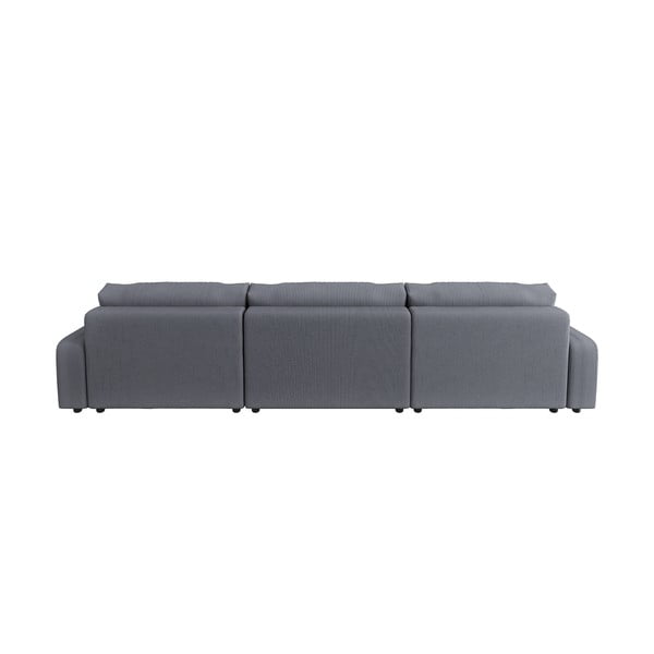 Tamsiai pilkos spalvos iš kordinio velveto sulankstoma/su sandėliavimo vieta kampinė sofa Sara – Ropez-image-2
