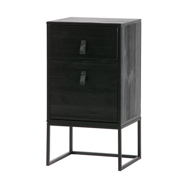 Juodas naktinis staliukas su stalčiumi ir durelėmis WOOOOD Zola-image-2