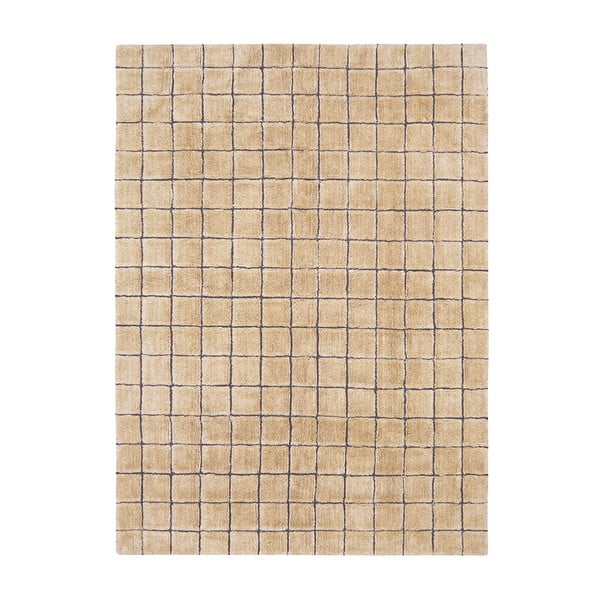 Rankų darbo gintarinės spalvos iš vilnos kilimas 230x300 cm Mosaic Amber – Lorena Canals