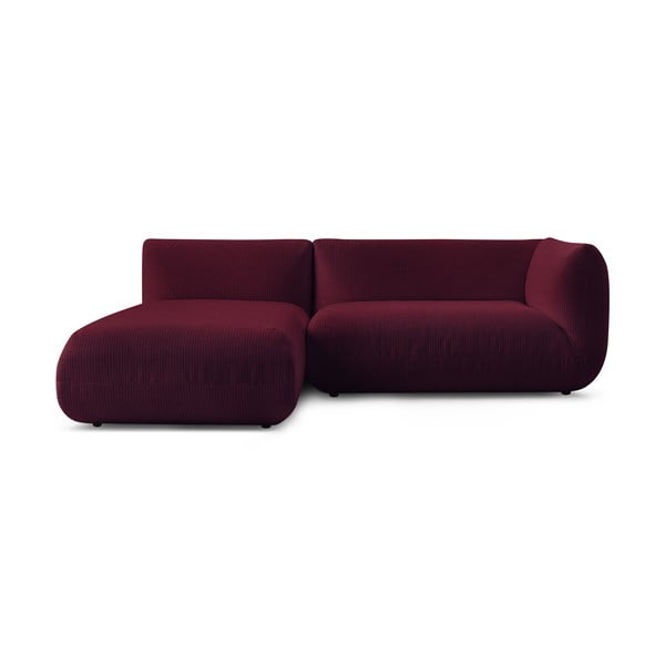 Bordo spalvos velvetinė kampinė sofa (kairysis kampas) Lecomte - Bobochic Paris